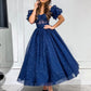 Blue Tulle Short A-Line Prom Dress