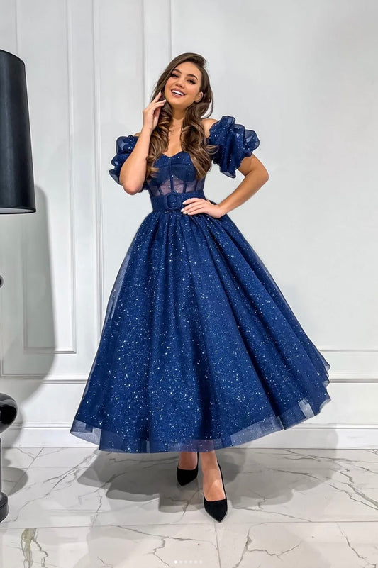 Blue tulle short prom dresshomecoming dress