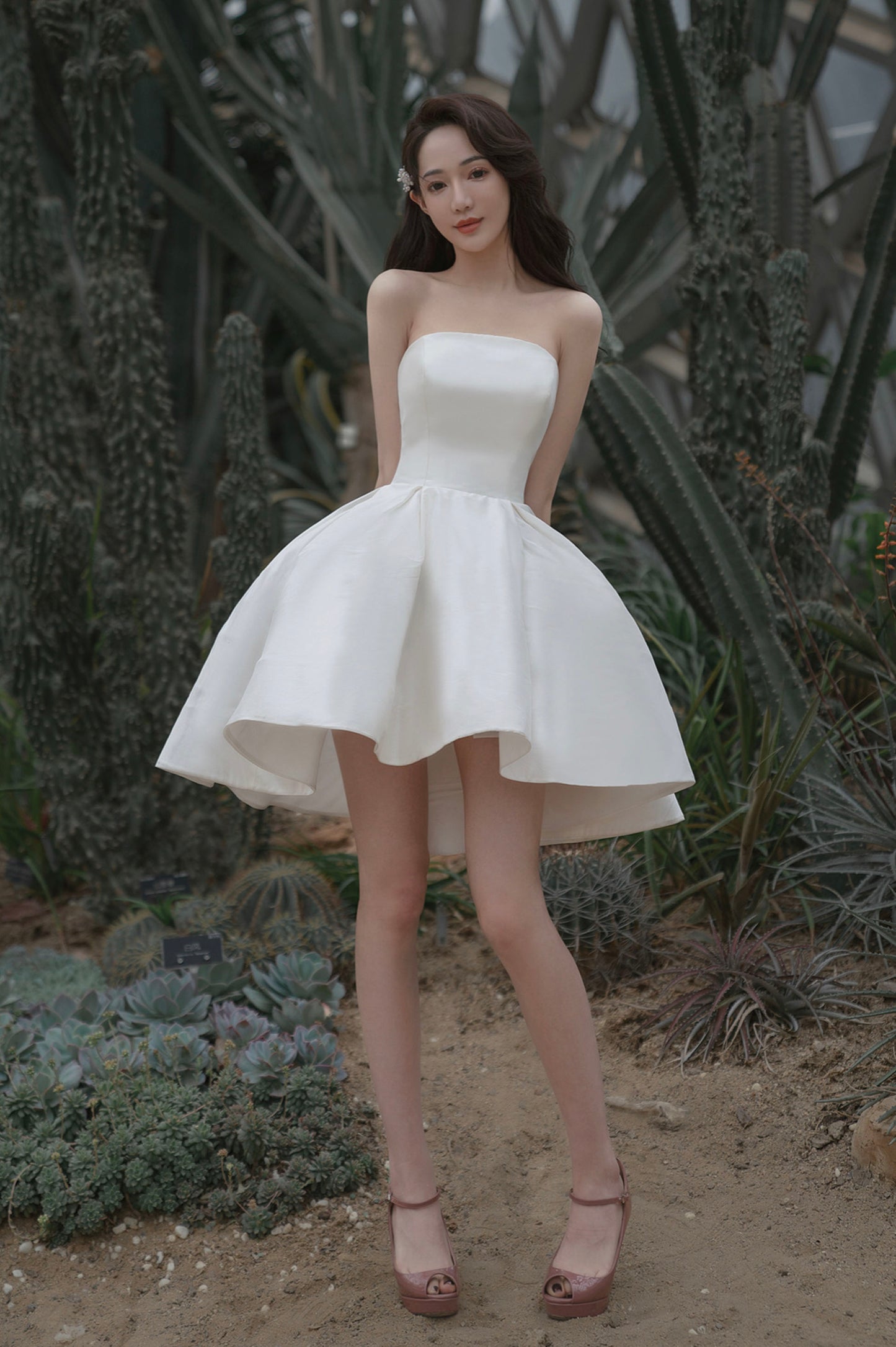 White Satin Short Prom Dress, A-Line Mini Evening Party Dress
