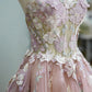 Pink Strapless Tulle Lace Long Prom Dress, Beautiful A-Line Sweet 16 Dress