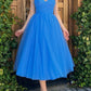 Blue Spaghetti Strap Tulle Short A-Line Party Dress