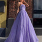 Purple Spaghetti Strap Tulle Long Prom Dress