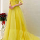 Yellow Tulle Floor Length Prom Dress with Corset