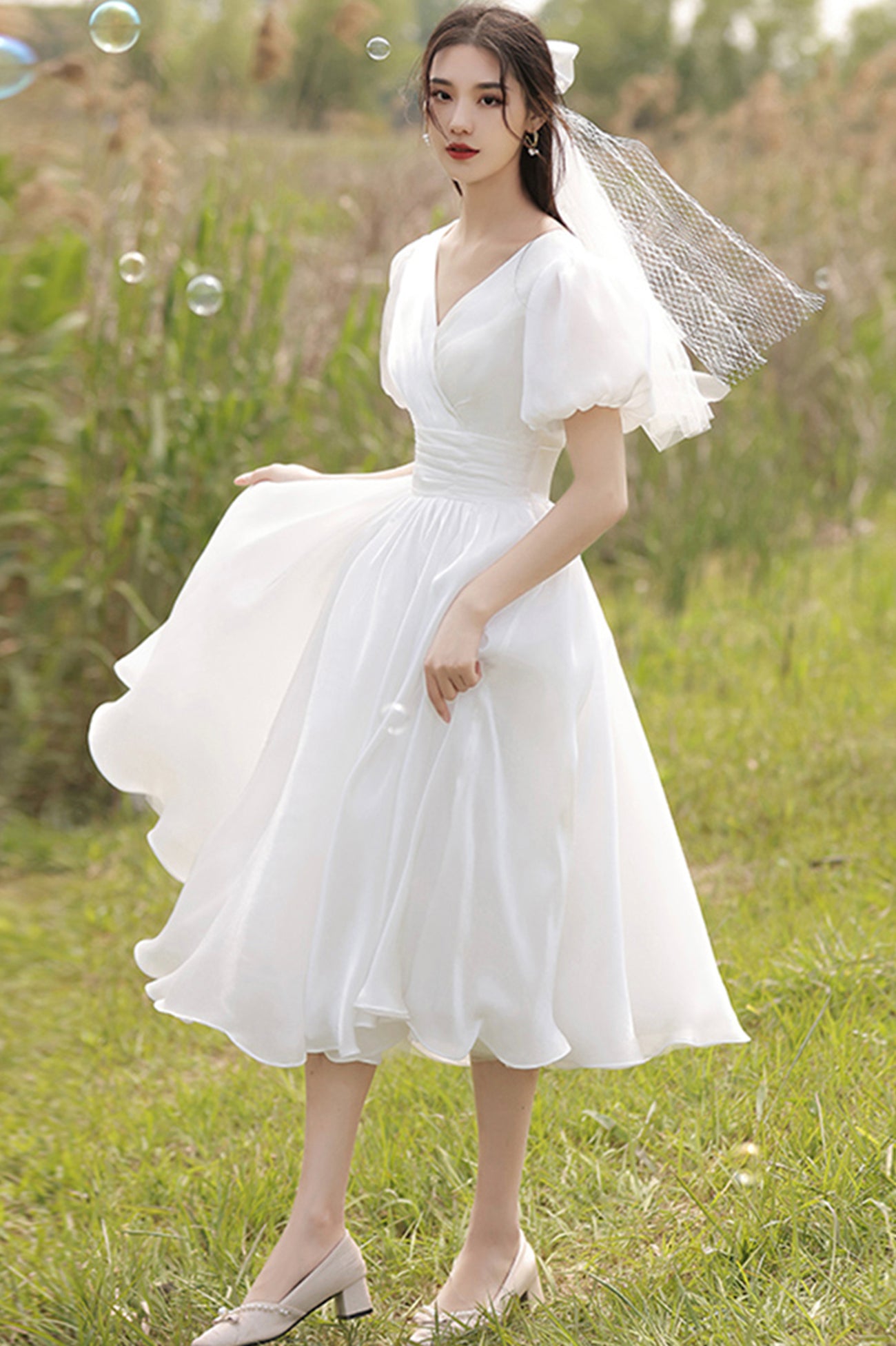 White tulle short prom dress homecoming dress