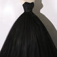 Black Scoop Neckline Tulle Lace Long Formal Evening Dress