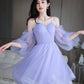 Purple tulle short prom dress homecoming dress