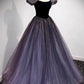 Purple Tulle and Velvet Floor Length Beautiful Prom Dress