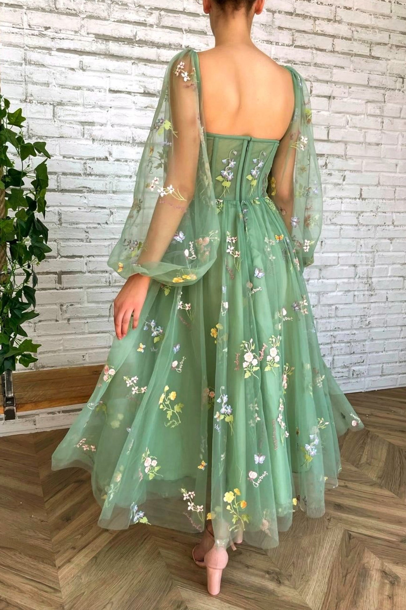 Green Tulle Lace Short Prom Dress