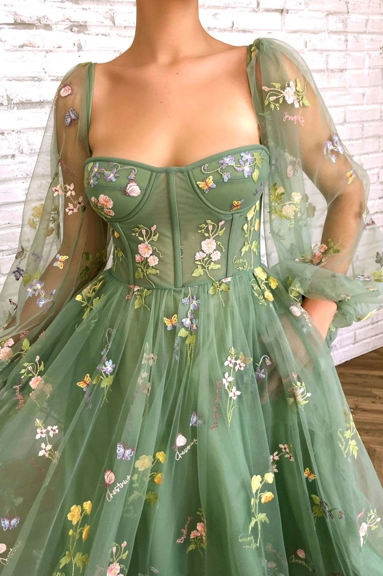 Green Tulle Lace Short Prom Dress