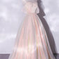 Shiny Tulle Sequins Long Prom Dress, Off the Shoulder Party Dress