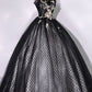 Black Strapless Tulle Lace Long Prom Dress, Black Evening Party Dress