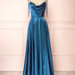 Simple Satin Long Prom Dress, A-Line Spaghetti Strap Evening Party Dress