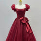 Burgundy Tulle Long Prom Dress, Beautiful A-Line Evening Party Dress