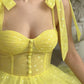 Cute Spaghetti Strap Tulle Short Prom Dress, Yellow A-Line Party Dress