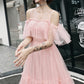 Pink tulle short prom dress homecoming dress