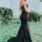 Black Strapless Lace Floor Length Prom Dress