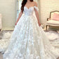 Ivory Tulle Lace Long Prom Dress, Off the Shoulder Evening Formal Dress