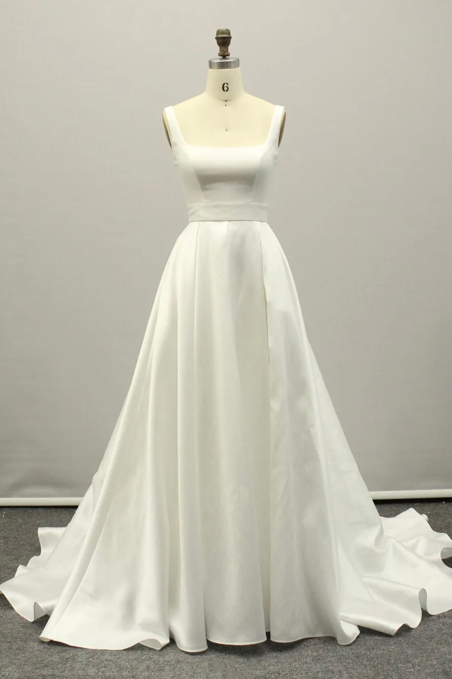 White Satin Long Prom Dress, A-line Backless Evening Party Dress