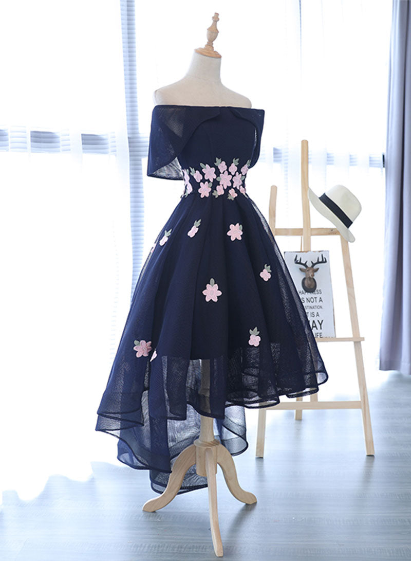 Cute Off the Shoulder High Low Prom Dress, A-Line Evening Party Dress