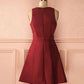 Cute A line burgundy short prom dress, simple homecoming dress