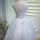 White Tulle Lace Short Prom Dress, Cute A-Line Party Dress