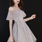 Gray tulle short A-line prom dress homecoming dress