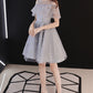 Gray tulle short A-line prom dress homecoming dress