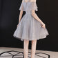 Gray tulle short A-line prom dress homecoming dress