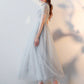 Cute Tulle Lace Tea Length Prom Dress, A-Line Beautiful Evening Dress