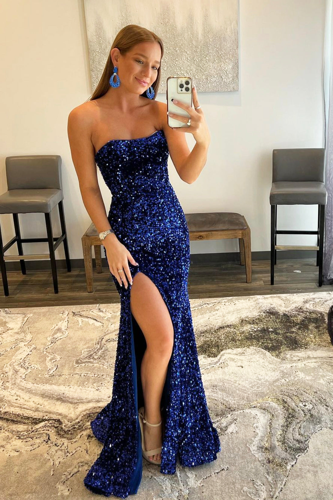 Mermaid Sequins Long Prom Dress, Simple Evening Dress Party Dress