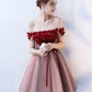 Cute Tulle Lace Short Prom Dress, A-Line Off the Shoulder Party Dress