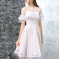 Cute Lace Knee Length Prom Dress, Light Pink Short Party Dress