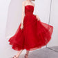 Cute Tulle Lace Short Prom Dress, A-Line Strapless Homecoming Party Dress