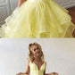 Yellow V-Neck Tulle Long Prom Dress, A-Line Evening Party Dress