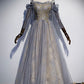 Gray Tulle Sequins Long Prom Dress, Off the Shoulder Evening Party Dress