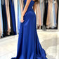 Blue Strapless Long Prom Dress, Simple A-Line Sweetheart Evening Dress