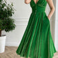Green V-neck velvet short prom dress homecoming dress
