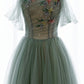 Green Tulle Long Prom Dress, Off Shoulder A-Line Evening Party Dress
